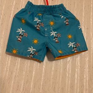 Disney Blue Kids Swim Trunks with Mickey Mouse and Sun Print